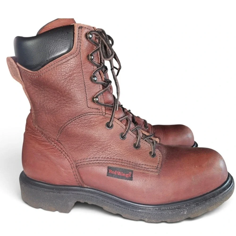 Red Wing Mens Brown Leather Lace Up Work Boots Oil Slip Resistant High Top sz10B